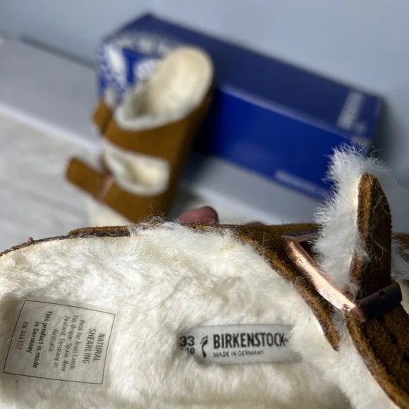 Birkenstock Kids Arizona w/shearling, size 33 (2) narrow, in mink, NEW w/box - Picture 3 of 6
